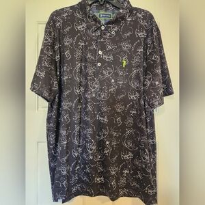 William Murray Golf Dark Polo with White Sketches